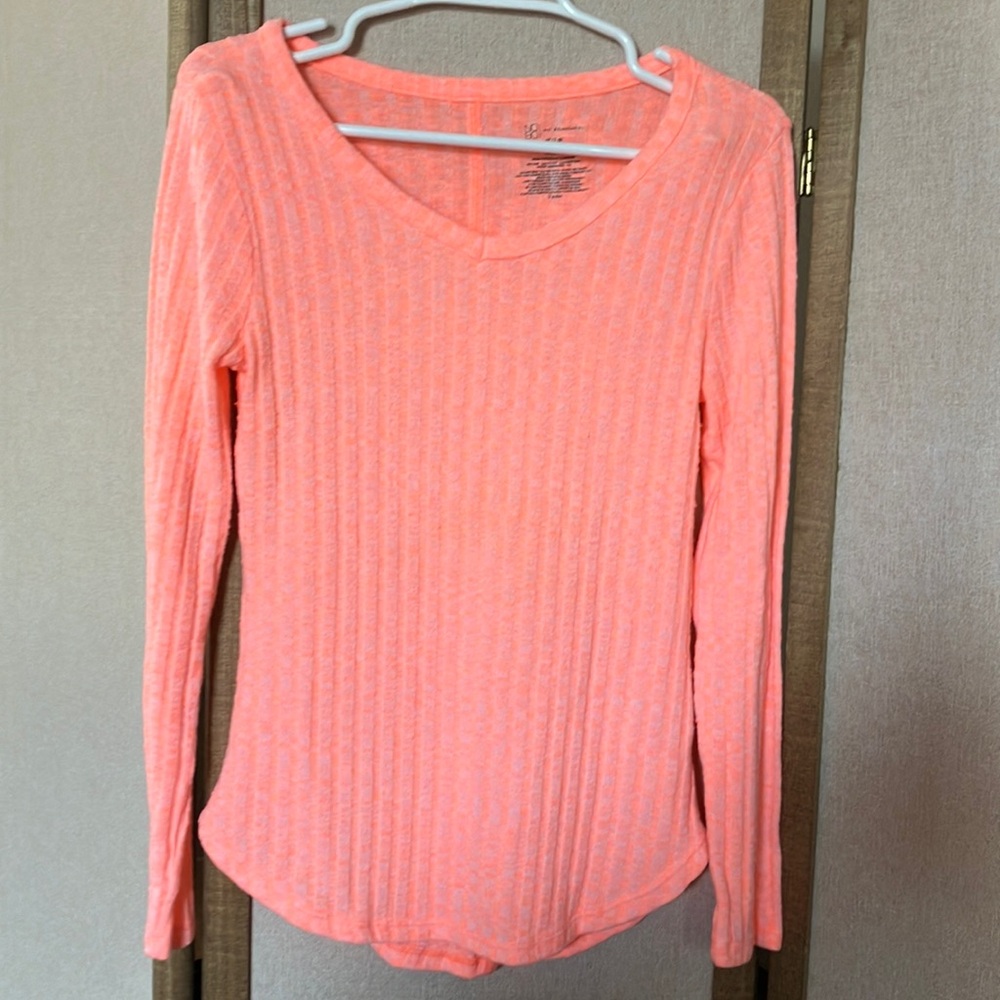 FINAL MARKDOWN No boundaries Orange Ribbed Long Sleeve Blouse junior medium